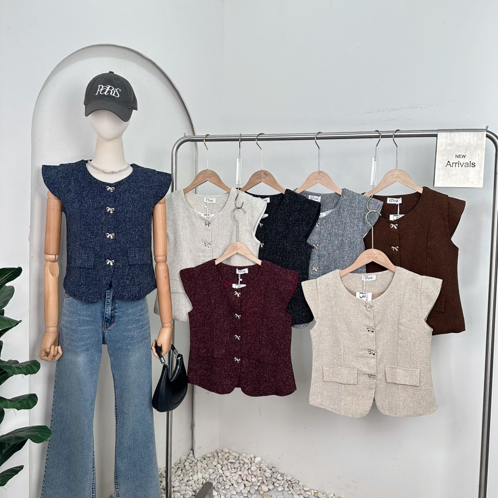 Mook_shop เสื้อทวิตกระดุมโบว์ งานมีซับใน เสื้อผ้าแฟชั่น เสื้อผ้าผู้หญิง