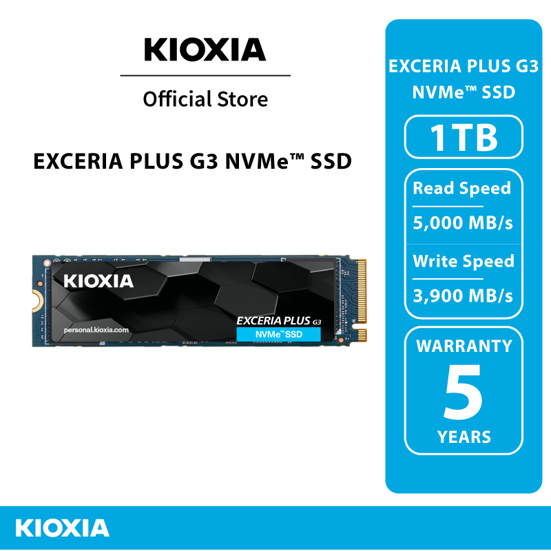 KIOXIA EXCERIA PLUS G3 NVMe™ Internal SSD 1TB M.2 2280 PCIe Gen 4x4 การอ่าน 5,000/การเขียน 3,900 MB/