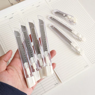 คัตเตอร์แบบใส สไตล์ Muji มีดคัตเตอร์ คัตเตอร์พกพา คัตเตอร์สแตนเลส Mini Cutter