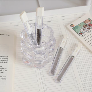 คัตเตอร์แบบใส สไตล์ Muji มีดคัตเตอร์ คัตเตอร์พกพา คัตเตอร์สแตนเลส Mini Cutter