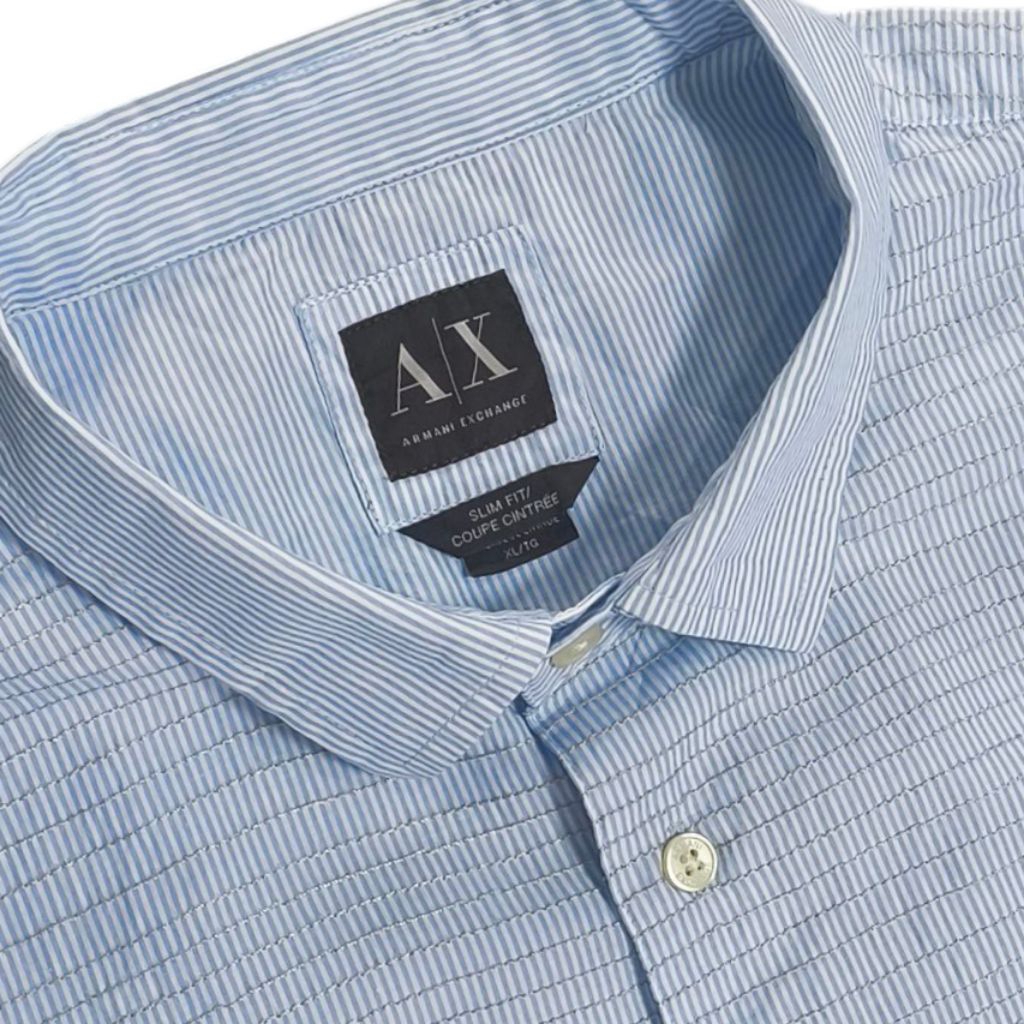 ARMANI EXCHANGE SLIM Fit แท้สีฟ้าอ่อน เชิ๊ตแขนยาว อก46นิ้วSize ( อก 46" /ไหล่ 19" / ยาว 30" แขนยาว28