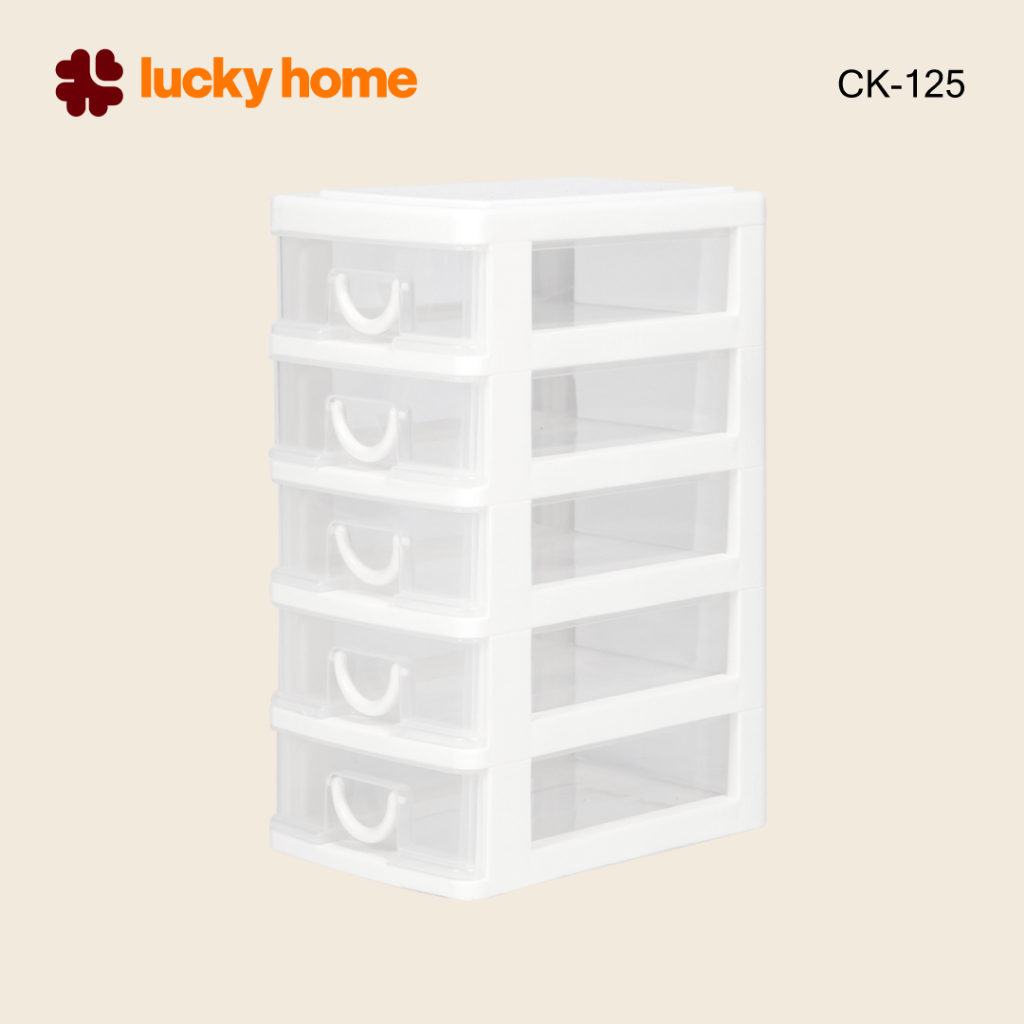 LUCKY HOME กล่องลิ้นชักมินิ 5 ชั้น CK-125 ขนาด ( กว้าง x ยาว x สูง ) : 14 x 21 x 30.8 cm