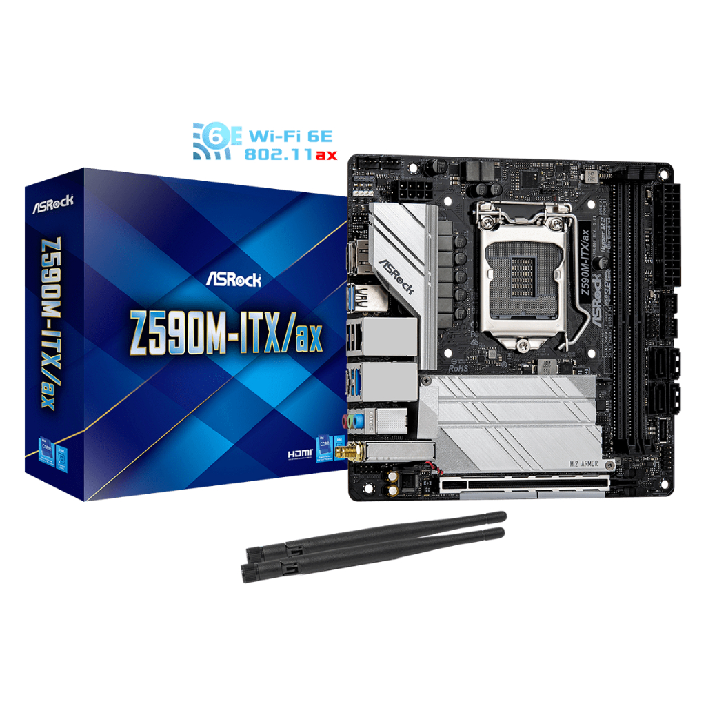 MAINBOARD (เมนบอร์ด) 1200 ASROCK Z590M-ITX/AX WIFI [Mini-ITX] ตัวท็อป พร้อมส่ง
