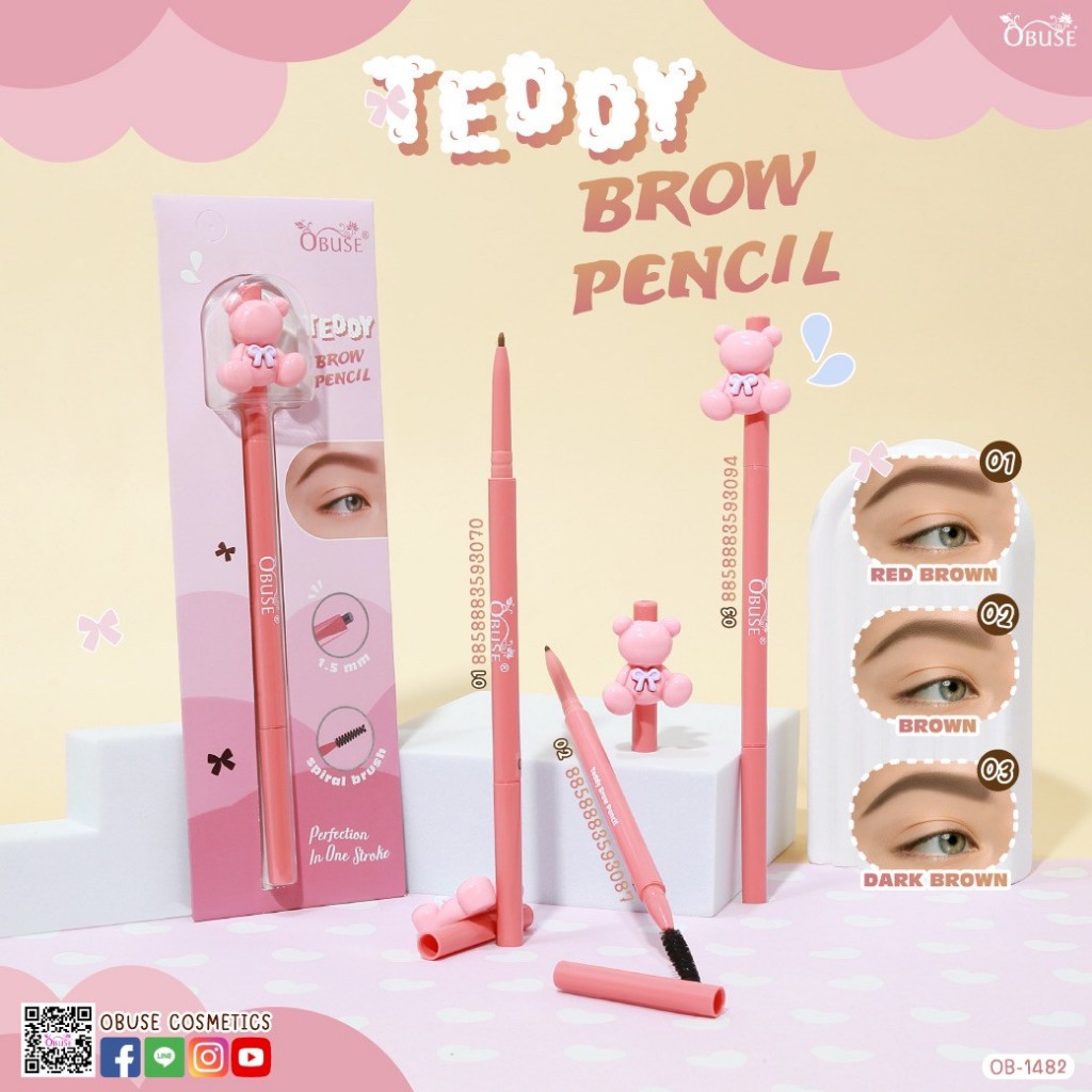 OB-1482 เท็ดดี้ บราว เพ็นซิล ดินสอเขียนคิ้ว โอบิวซ์ Obuse Teddy Brow Pencil