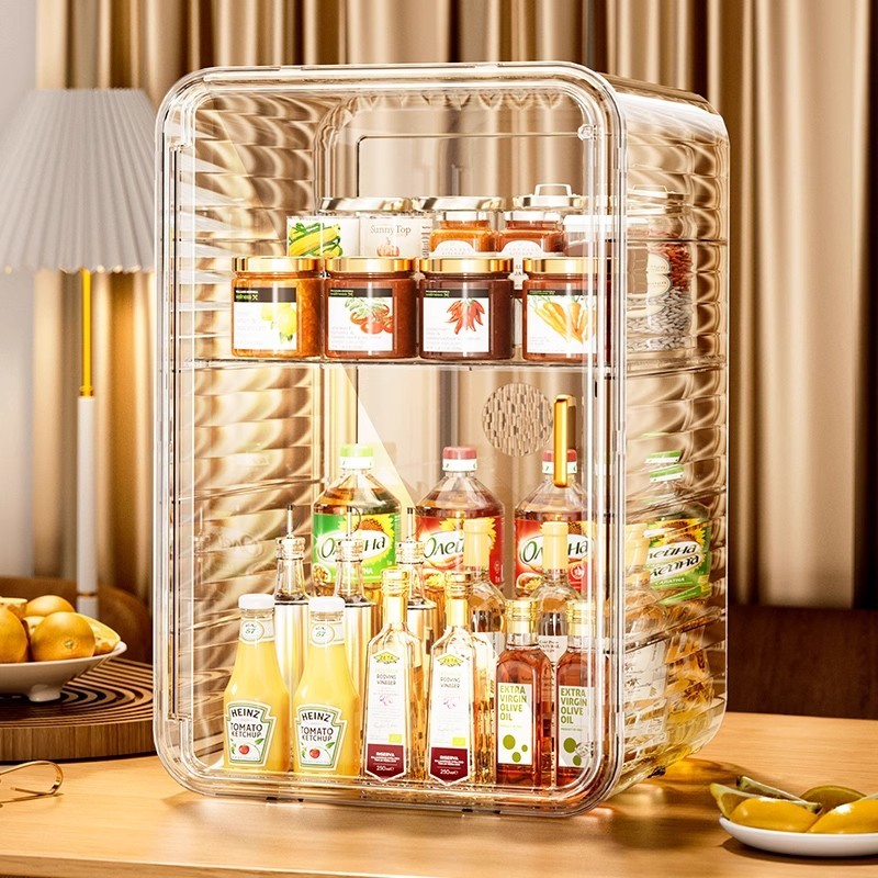 MINIHOMES ชั้นวางของในครัว ชั้นวางเครื่องปรุง 2/3ชั้น  วางเครื่องปรุงรส อุปกรณ์ในห้องครัว ปิดผนึกและป้องกันฝุ่น