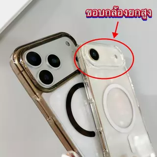 for iPhone17 pro max เคสใสอะคริลิคชาร์จได้ เคสชาร์จไร้สาย กล่องน้ำตาล กันกระแทก สำหรับ for iPhone 17 17pro 17promax