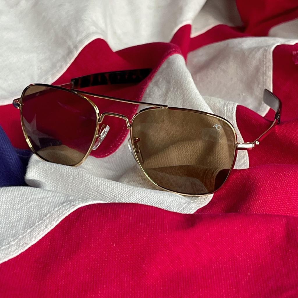 แว่นกันแดด Ao เลนส์กระจกแท้ 🇺🇸 กันuv400 ปั้มทุกจุด ⚡️ทรงนักบินสไตล์อเมริกัน ใส่สบายตา ไม่หลอกตา งานนำเข้า Japan