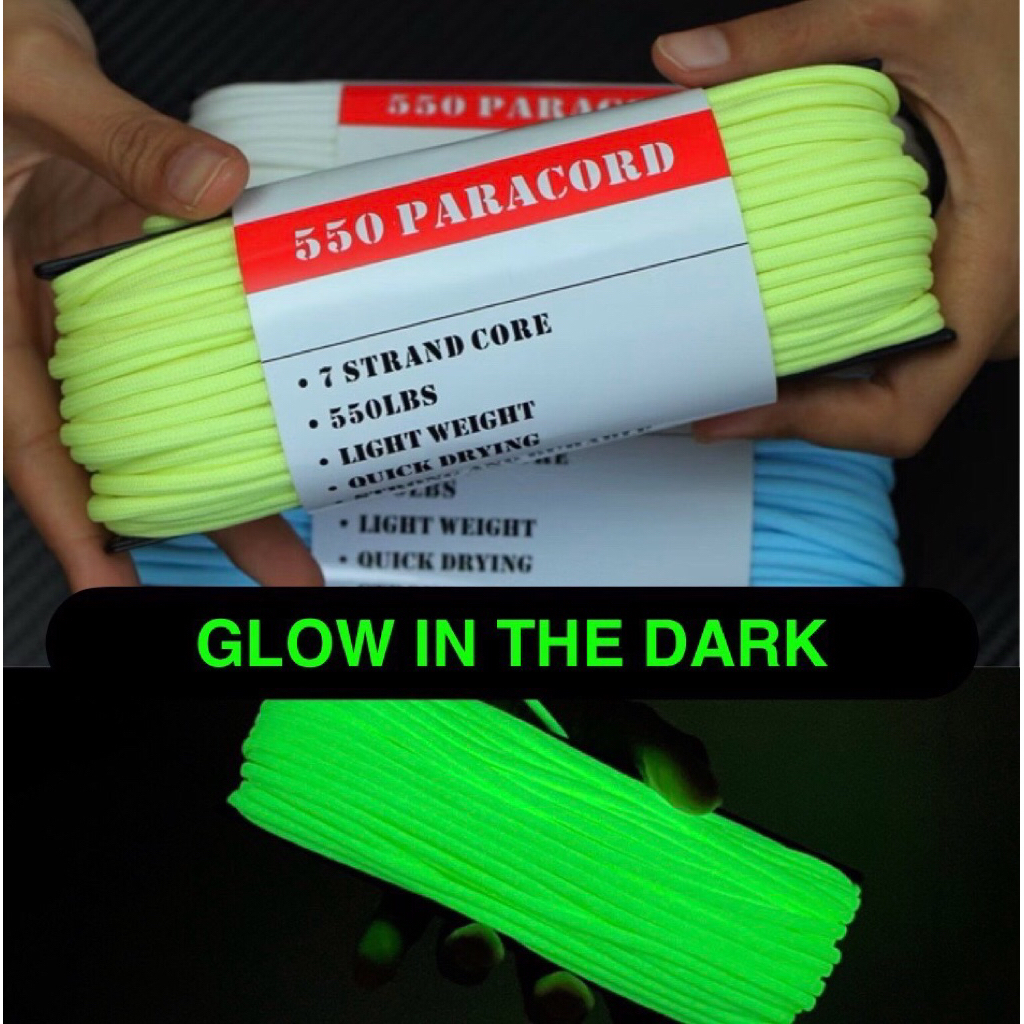 เชือกพาราคอร์ดแบบเรืองแสง และ มีแถบเรืองแสง PARACORD 550 คุณภาพสูง ขนาด 100 ฟุต Glow in the dark Series