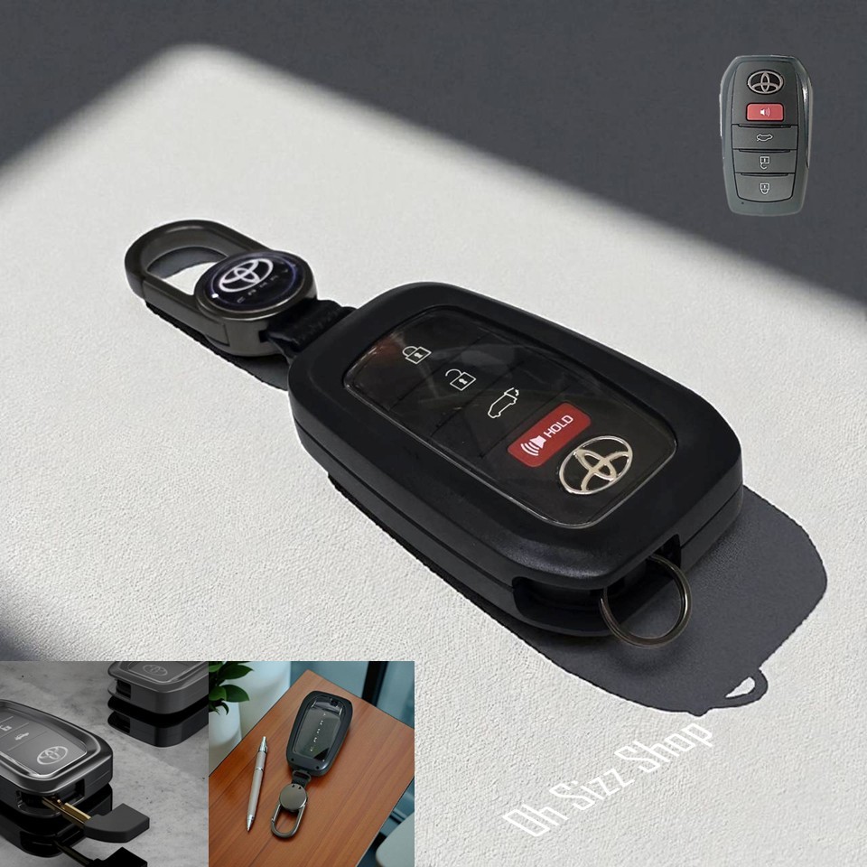 เคสรีโมทรถ Toyota Camry 2025 All New โลหะดำด้าน แบบ 2 ชั้น แผ่นใสกันรอยปิดปุ่ม หน้า หลัง กดปุ่มได้ สามารถดึงกุญแจในรีโมท