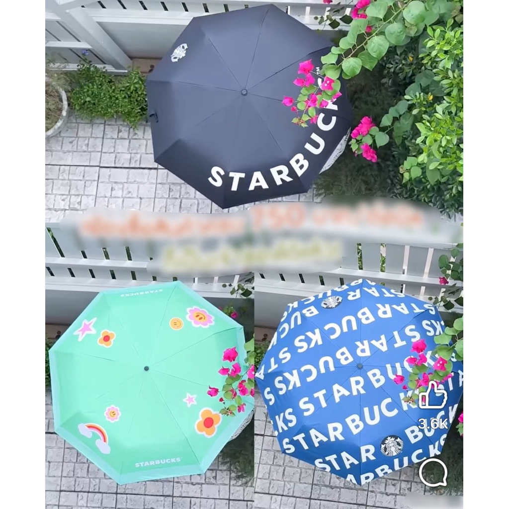 Starbucks®️Urban Umbrella ☂️🖤 Ink Black Color ร่ม โลโก้ ลาย STABUCKS®️แท้ 💯% ขนาด 21 นิ้ว