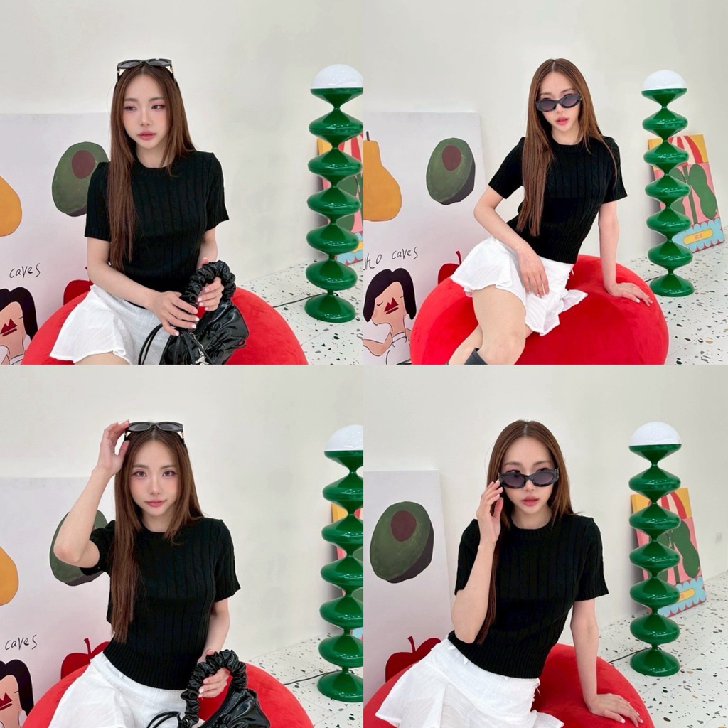BY IRA Penny Top เสื้อถักไหมพรม ถักลายเปีย ผ้าไหมพรม รูปที่ 5