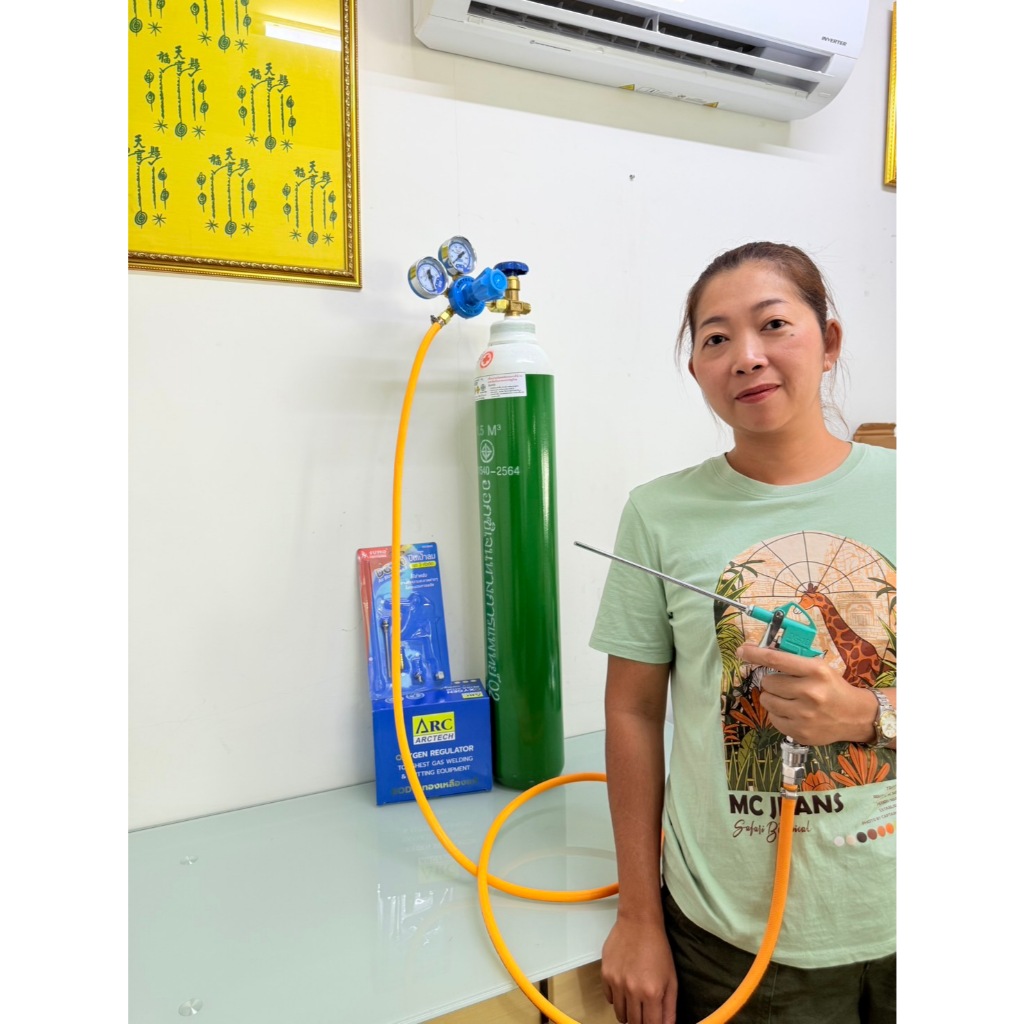 ชุดแพ็คปลา ถังออกซิเจน ขนาด 1.5 คิว ครบชุด สำหรับเคลื่อนย้ายสัตว์น้ำ  พร้อมใช้ได้เลย