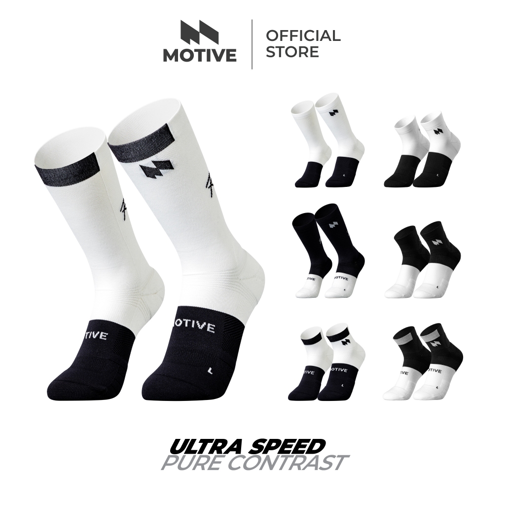 MOTIVE SOCK ถุงเท้าวิ่ง รุ่น ULTRA SPEED - Pure Contrast - ระดับหน้าแข้ง ข้อสั้น ถุงเท้ากีฬา ถุงเท้าวิ่ง