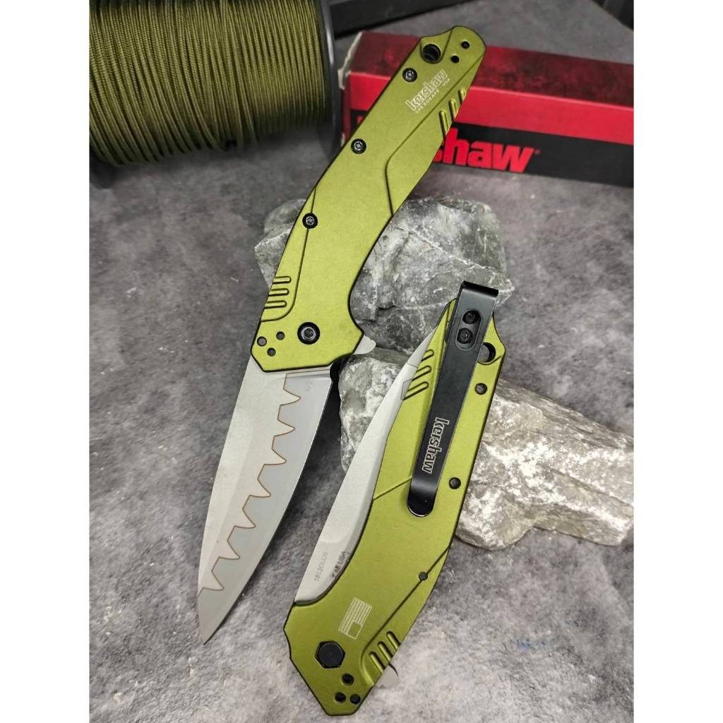 มีดพับ Kershaw Dividend Assisted Opening Knife Olive (BOHLER N690/D2 3" Composite),1812OLCB