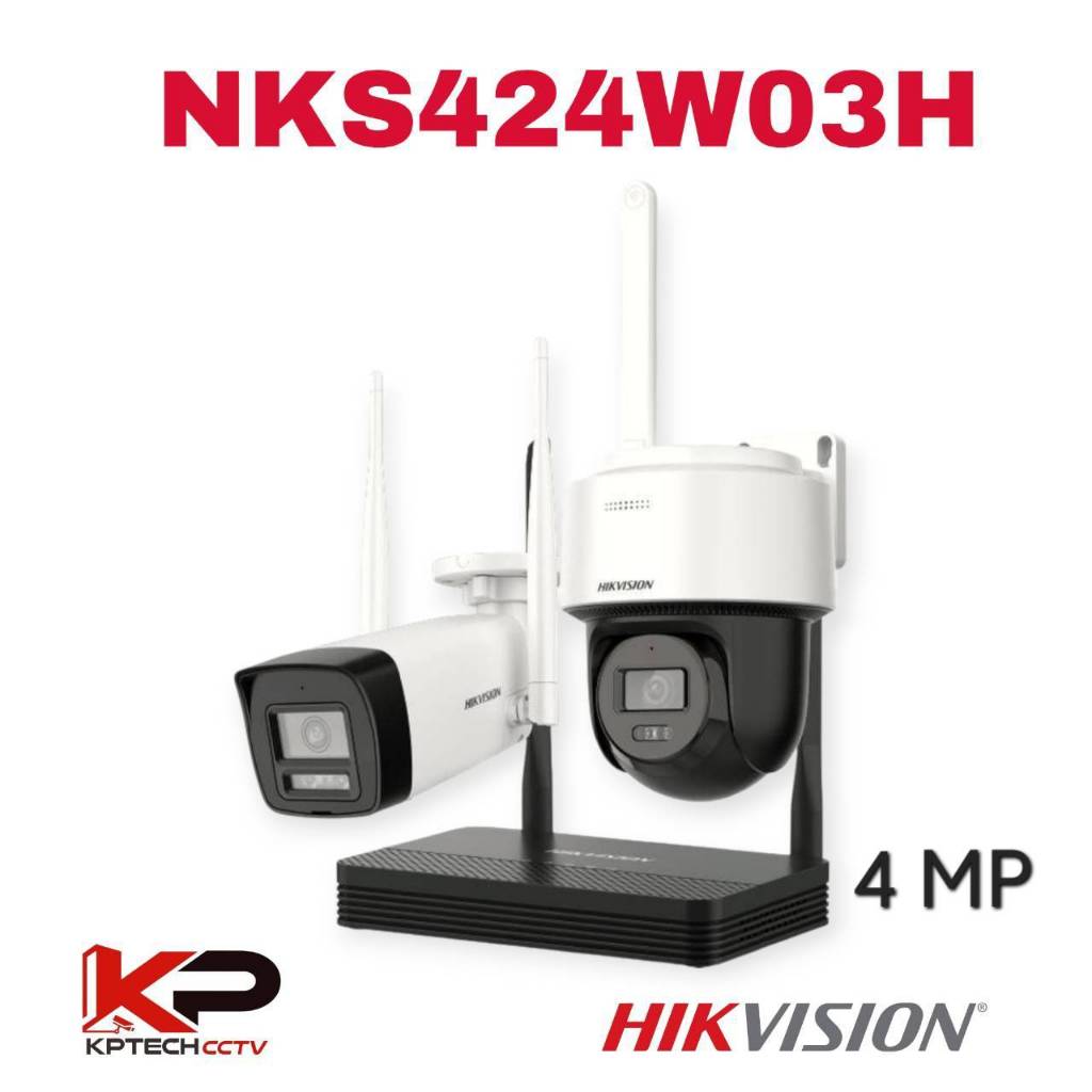 NKS424W03H 4MP H.265 One bullet + One PT Dome Wi-Fi NVS Kit