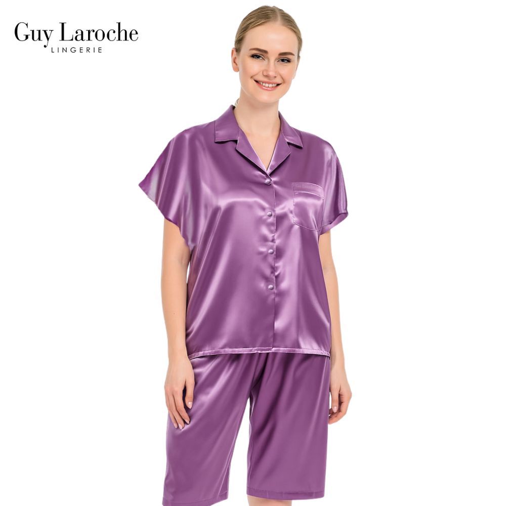 Guy Laroche ชุดนอน เสื้อ+กางเกง ผ้าซาตินผิวสัมผัส นุ่ม รูปที่ 2