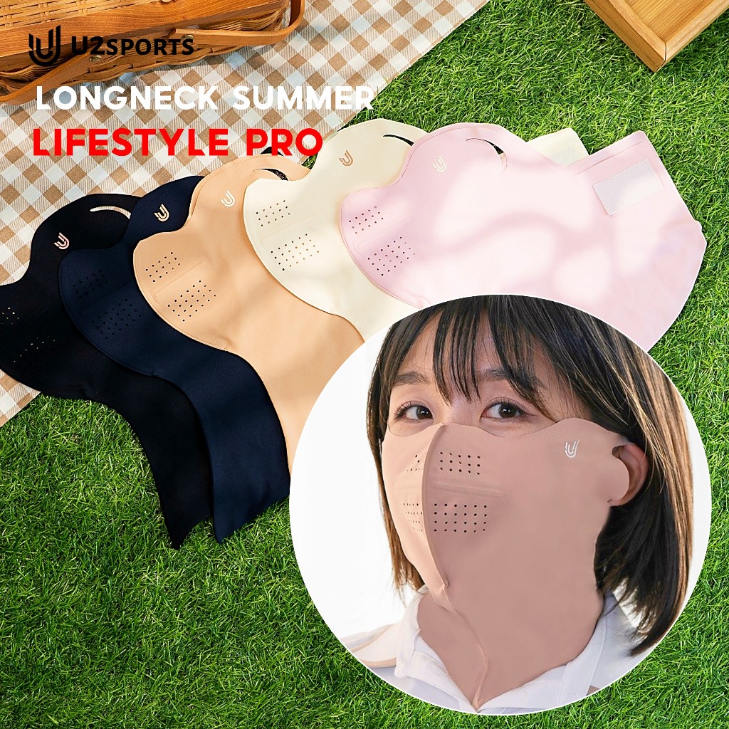 U2SPORTS Longneck Summer Lifestyle Pro หน้ากากผ้ากันแดด มีรูที่จมูกและปาก เสริมโครง ยาวปิดคอ unisex