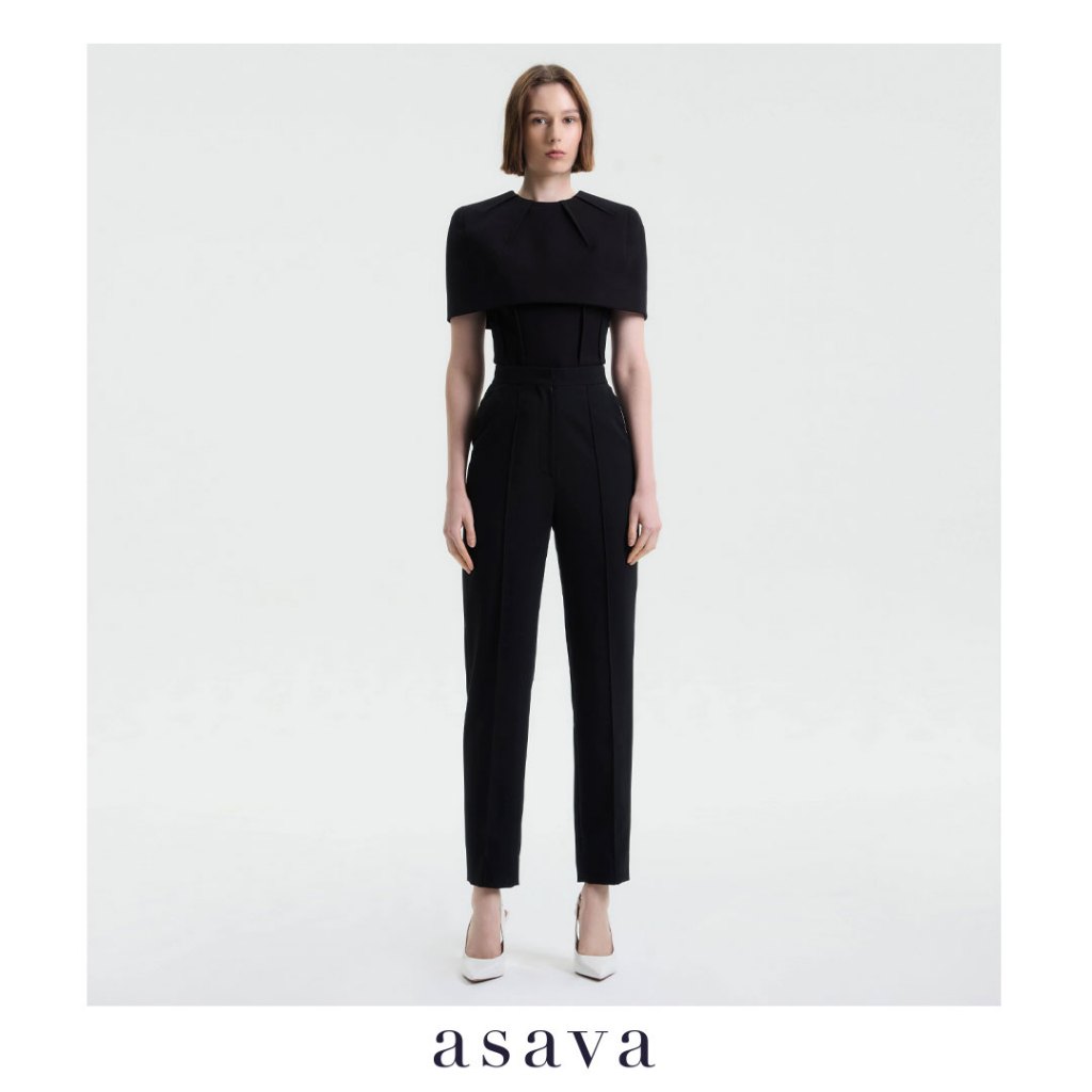[asava aw25] Helene Tapered Pants กางเกงผู้หญิงขายาว ทรงเทเปอร์ เอวสูง แต่งดีเทลตะเข็บด้านหน้า กระเป
