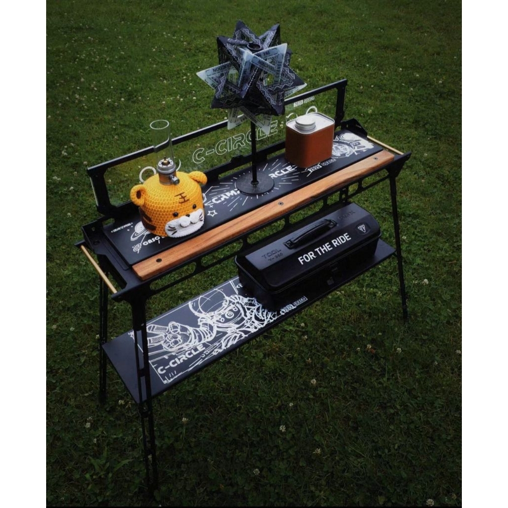 🔥โต๊ะทำทรง🔥 C-circle Galaxy วางของกลางแจ้งแบบ  สวยงาม ชั้นวางของอะคริลิกเรืองแสงสองชั้น แคมป์ ✅️พรีออเดอร์✅️