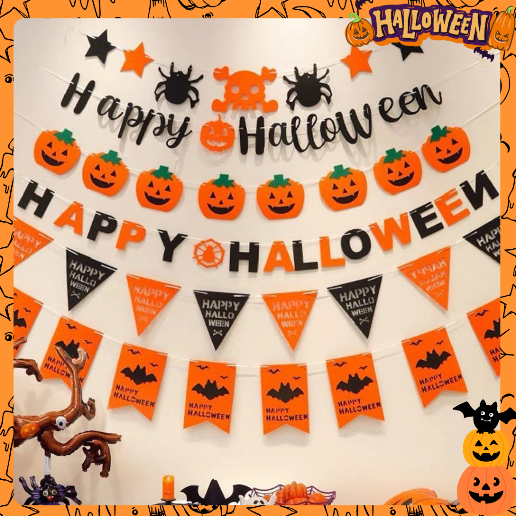 ธงฮาโลวีน Halloween ธงประดับตกแต่งวันฮาโลวีน (มีของพร้อมส่งในไทย)