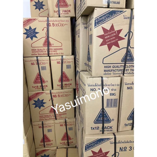 ไม้แขวนเสื้อลวด แข็งแรง ตรา5ห่วง รุ่นNo3 ลวดหนา(แพค12ชิ้น)วชข