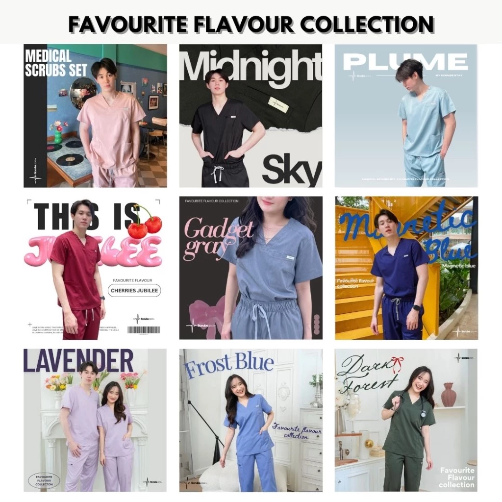 ชุดสครับขาตรง (ไม่ปักชื่อ) Scrubs STAT รุ่น Favourite Flavour Collection ชุดหมอ แพทย์ พยาบาล คลินิก