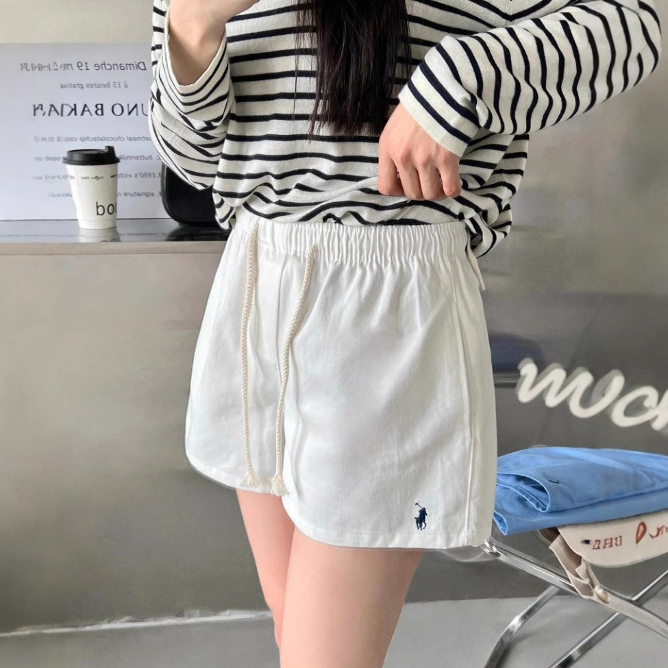 จัดส่งจากไทย กางเกงขาสั้นปักลาย ทรงหลวม เอวสูง ลำลอง ขากว้าง ผ้าใส่สบาย