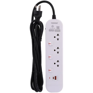 Toshino รางปลั๊ก 3 ช่อง + 1C1A 20W 3 สวิตช์ 3 ม. (16A/3600W) รุ่น JT3UC-3M