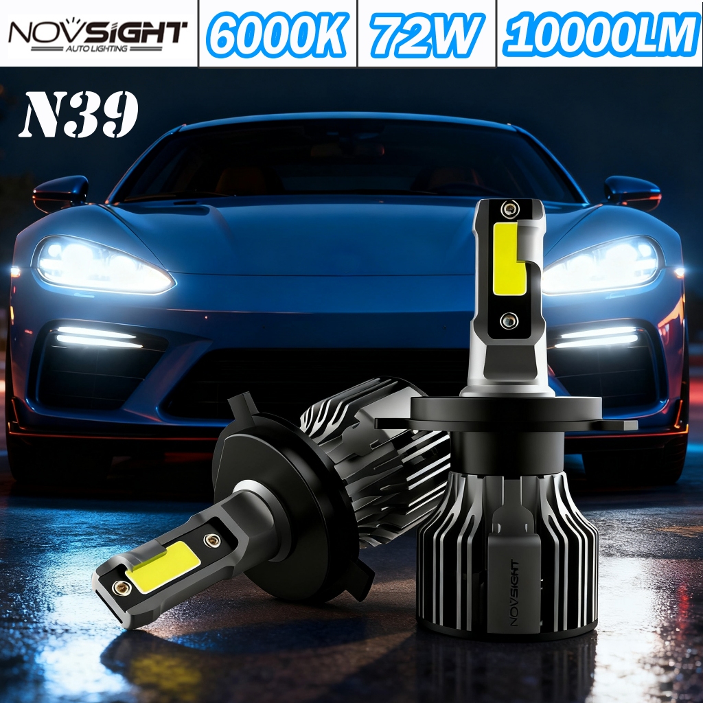 Novsight N39 หลอดไฟ led h4 ไฟหน้ารถยนต์ หลอดไฟหน้า Led H11 9005 9007 สําหรับรถยนต์ Turbo Led 12V