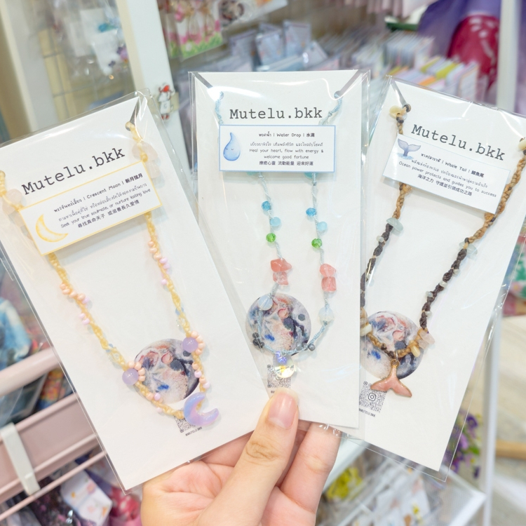 ***Inbox สอบถามลายสินค้าก่อนกดสั่งซื้อ***Necklace สร้อยคอเชือกเทียนถักชั้นเดียว จี้หินและธรรมชาติ [M