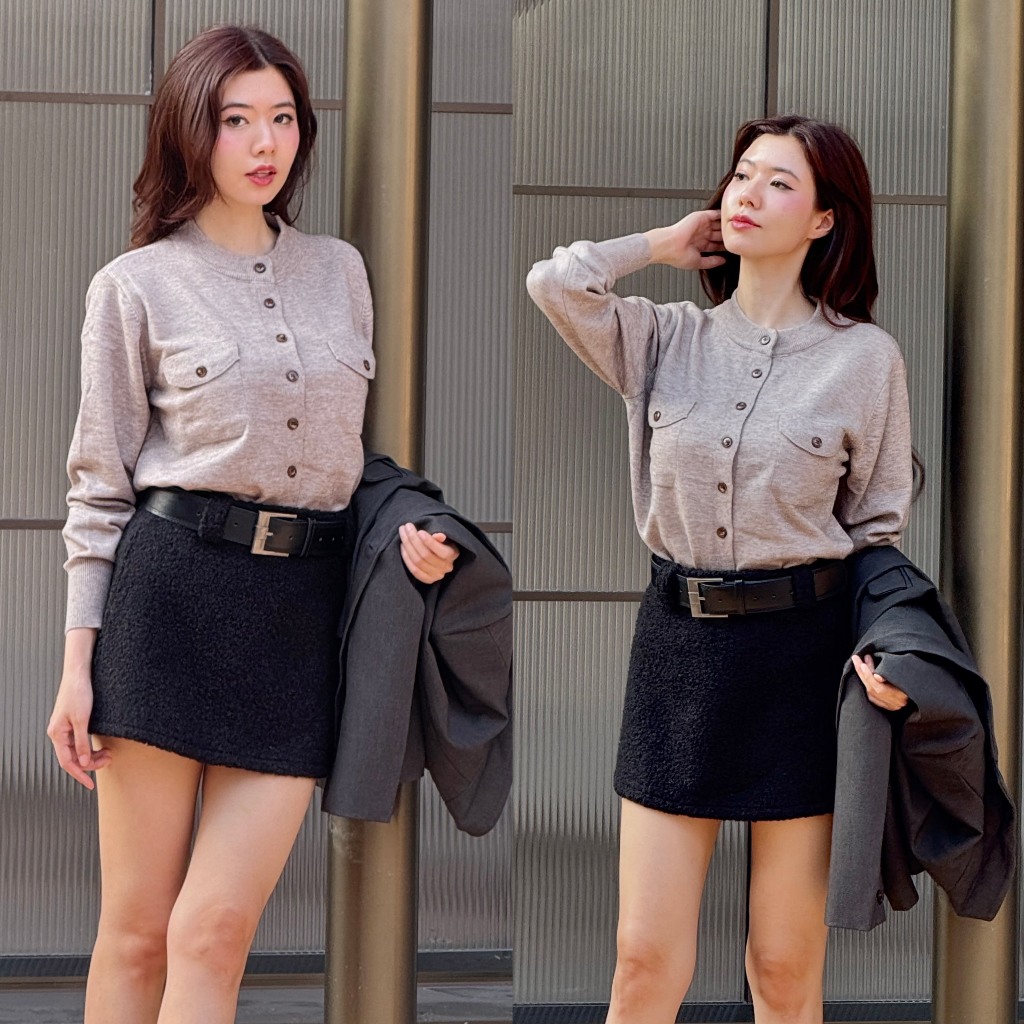 CO1096 เสื้อไหมพรมคาดิแกน COAT OVER - รูปที่ 4