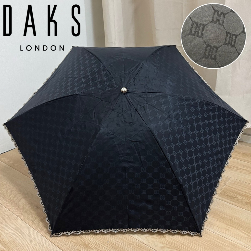 ร่มญี่ปุ่นมือสอง ร่มพับ 3 ตอน สีดำ โลโก้ทั้งคัน แบรนด์ DAKS(ไม่มีปลอกร่ม)