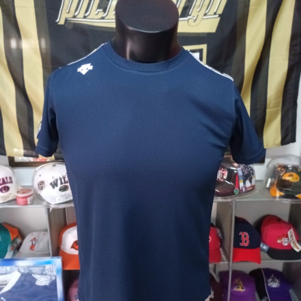 Descente t-shirt full shouilder logos, size m. chest 40 long 26. rate 8.9