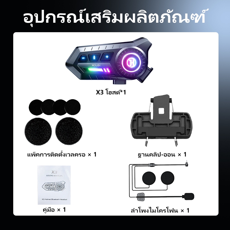 (COD)JZAQ X3 หูฟังบลูทูธหมวกกันน็อค ไฟLEDสีสันสดใส เสียงดังมาก กันน้ำ IP67 แบตอึด คุณภาพเสียง HiFi บลูทูธ 5.3 ราคา ถูกที่สุด ดีลบีเคเค แกลเลอรีภาพที่ 8