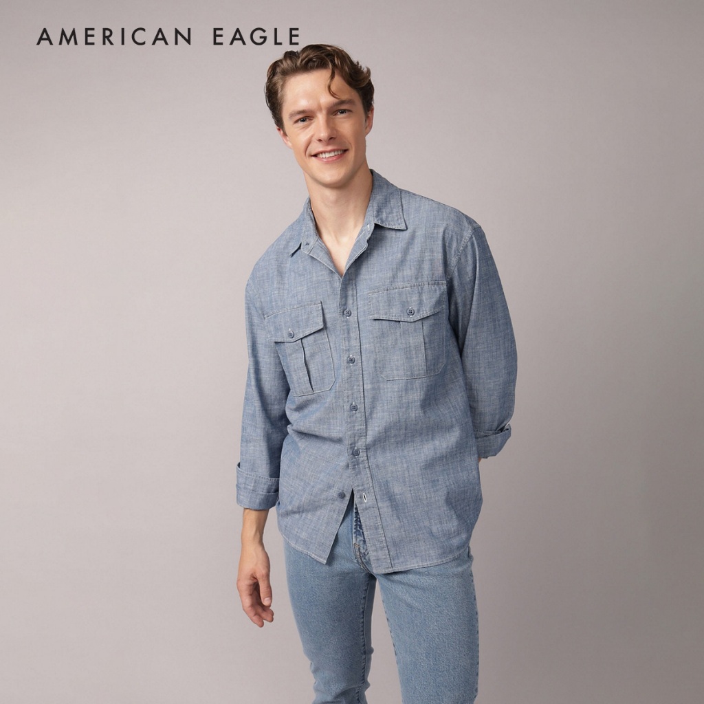 American Eagle Relaxed Fit Denim Shirt เสื้อเชิ้ต ผู้ชาย รีแลกซ์ เดนิม (NMSH 015-2900-936)