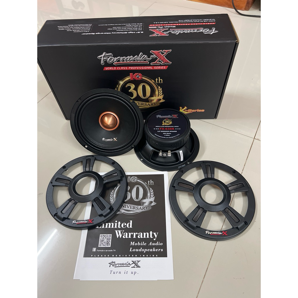 ราคาคู่ละ 2279บาท 6.5“กลาง ยี่ห้อ Formula-x รุ่น FX-638R วอย1.5” 96.5dB 120-10KHz ลำโพงติดรถยนต์