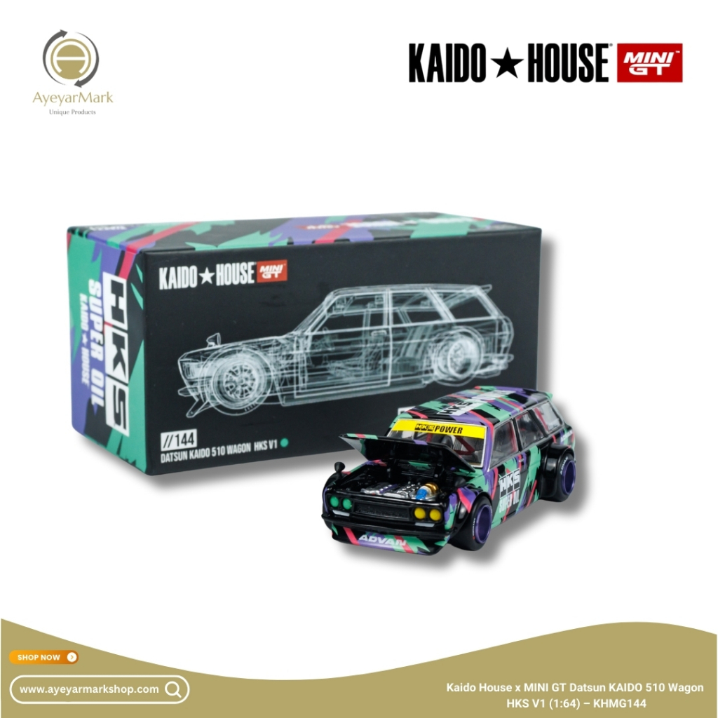 Kaido House x MINI GT Datsun KAIDO 510 Wagon HKS V1 (1:64) – KHMG144