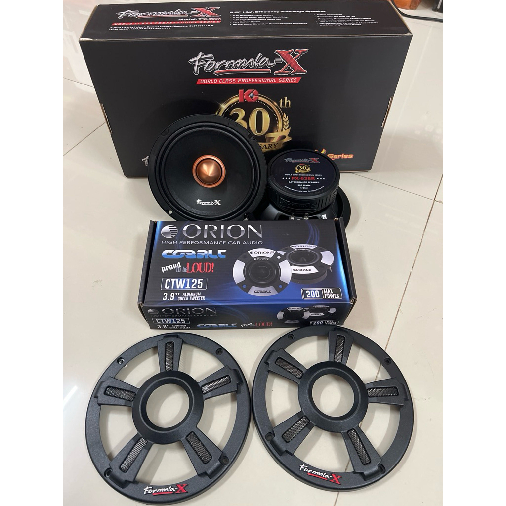 ชุดละ 3949บาท 6.5“กลาง ยี่ห้อ Formula-x รุ่น FX-638R วอย1.5” 96.5dB 120-10KHz 2ดอก แหลมจาน ORION 2ดอ