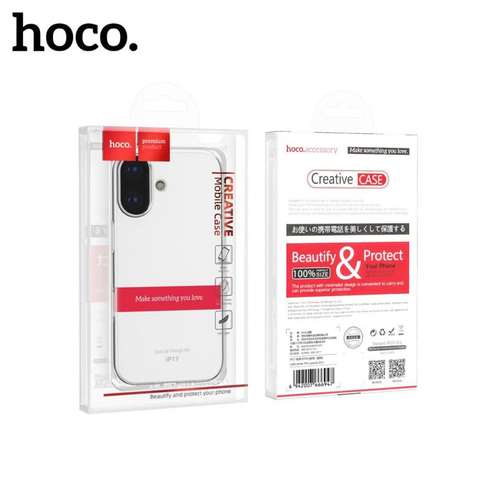 เคส hoco ใส สำหรับ iPhone 17 17Air 17Pro 17Promax 16Pro 16/16e/15/14/13/11/12 16Promax 15Promax 14Plus ของแท้💯% งานนิ่ม