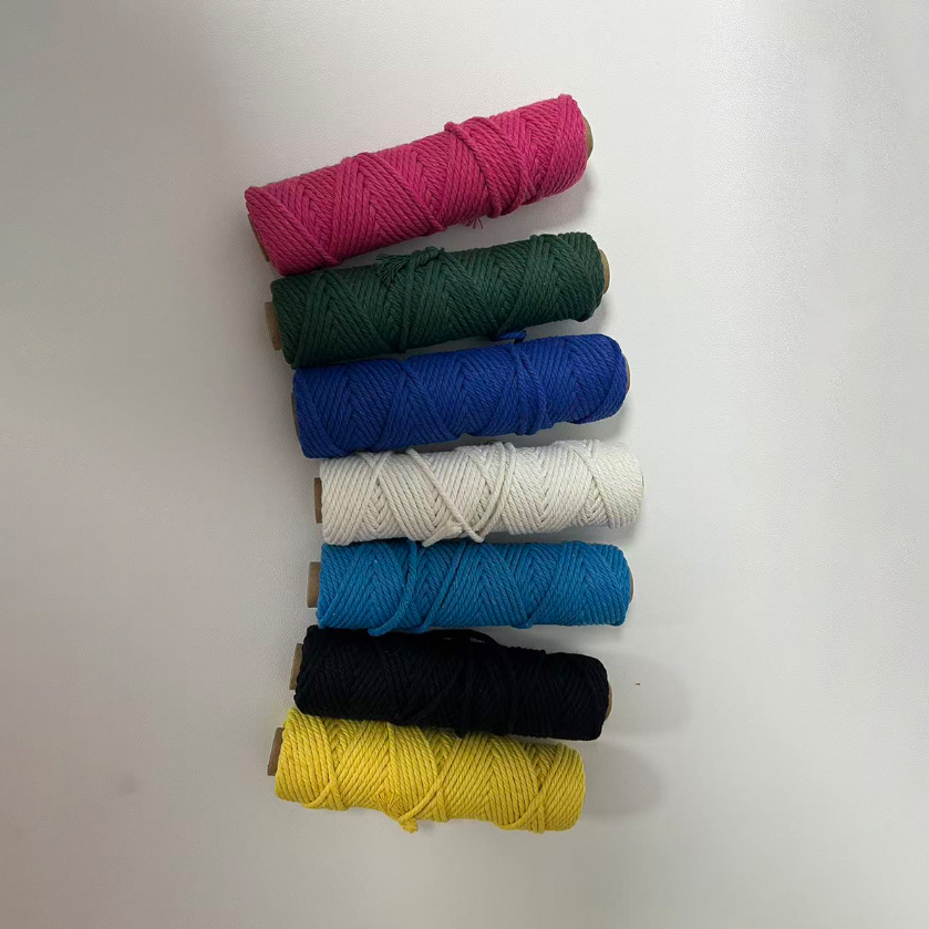 เชือกด้ายฝ้ายหลากสีหนา 3 มม. ความยาว 30 เมตร (ประมาณ) ทําด้วยมือ ทําเอง ทอโพลีเอสเตอร์เชือกด้ายฝ้าย ประมาณ 100 กรัม - รูปที่ 7