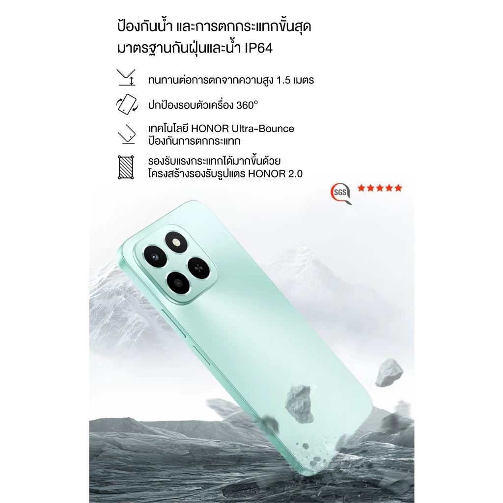 HONOR X6C สมาร์ทโฟน หน้าจอใหญ่ 6.61 นิ้ว | แบตเตอรี่อึด 5300mAh | ชาร์จเร็ว 35W | RAM 6GB | ความจุ 128GB-256GB | กันฝุ่น thumbnail 5