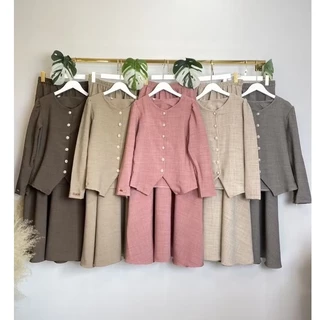 🚛ส่งฟรี+โค้ดลดสุดคุ้ม✅✅ มีอก34-46 #ชุดเดรสอิสลาม #ชุดเดรสมุสลิม มินิกูรง ชุดเซ็ต เสื้อ+กระโปรง โรส ผ้าสโนว์