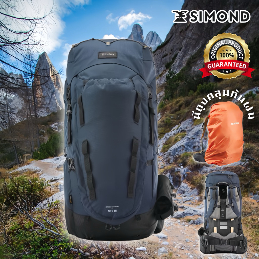 กระเป๋าเป้สะพายหลังเทรคกิ้งสำหรับผู้หญิงขนาด 50+10 ลิตร รุ่น MT900 Symbium (สีน้ำเงินเข้ม) FORCLAZ