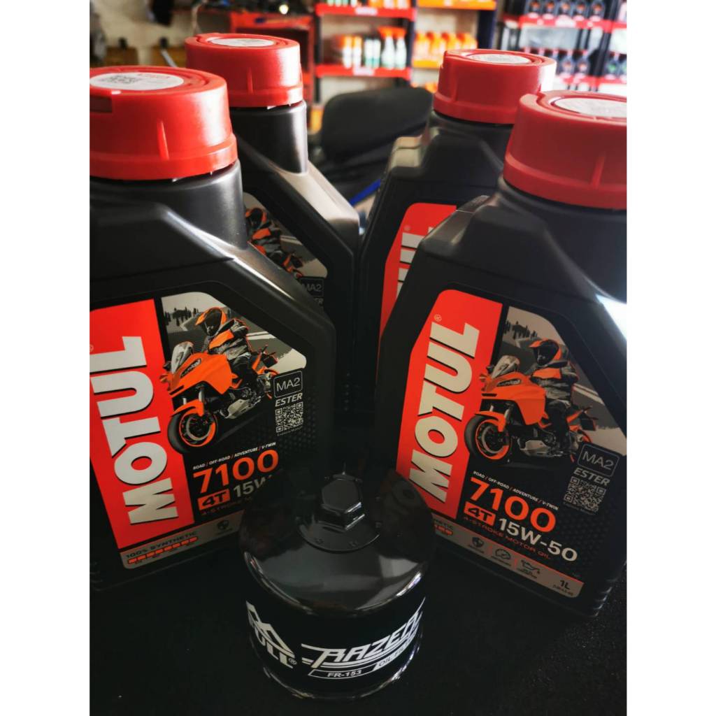 ชุดถ่ายน้ำมันเครื่องMOTUL 7100 15W-50 4ลิตรฟรีกรองน้ำมันเครื่อง FR-153 DUCATI ทุกรุ่น ยกเว้นPanigale