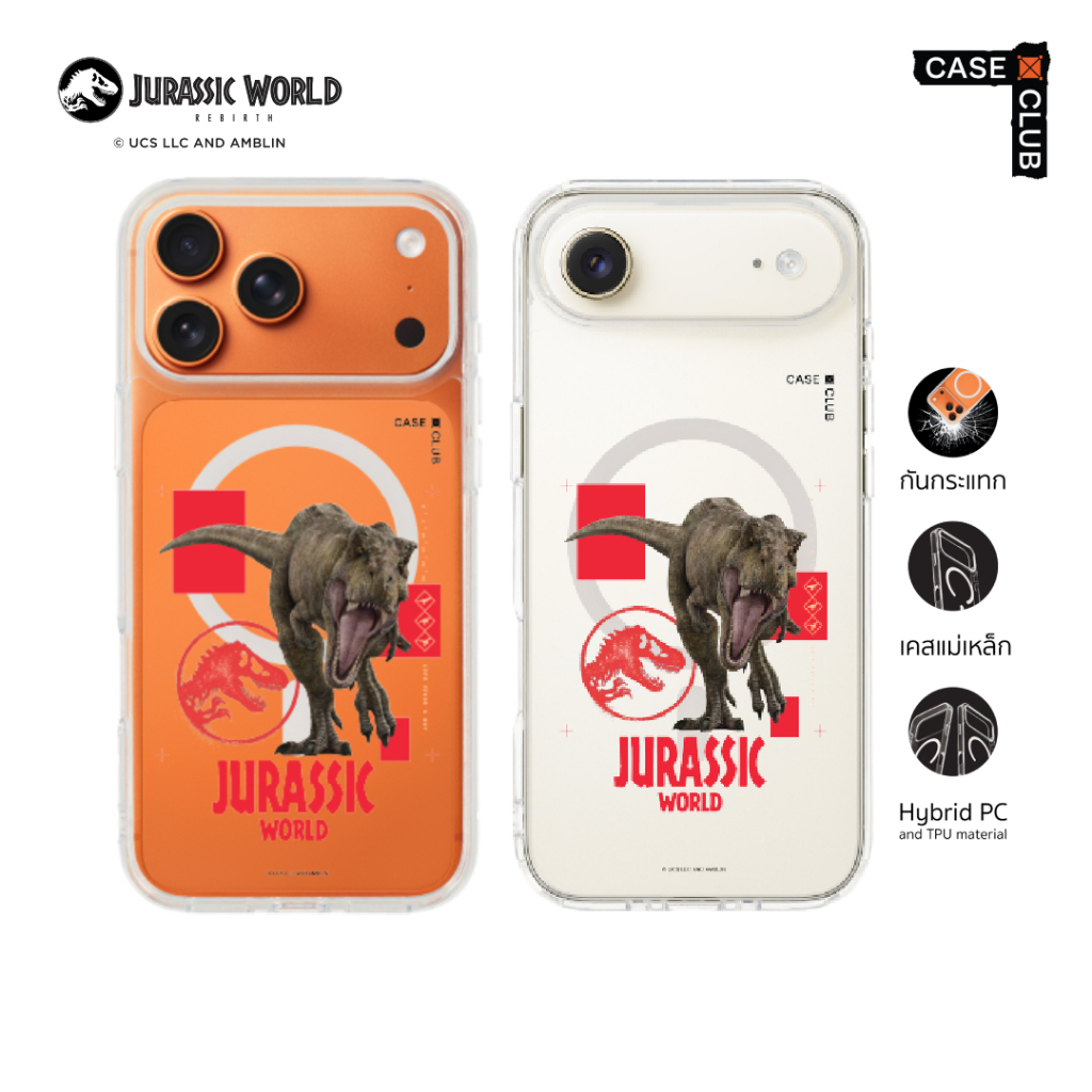 CaseClub เคสไอโฟน ซัมซุง เคสแม่เหล็ก ลาย Jurassic T-Rex Attack สำหรับ i17 Pro Max/i17 Pro/i Air/i17