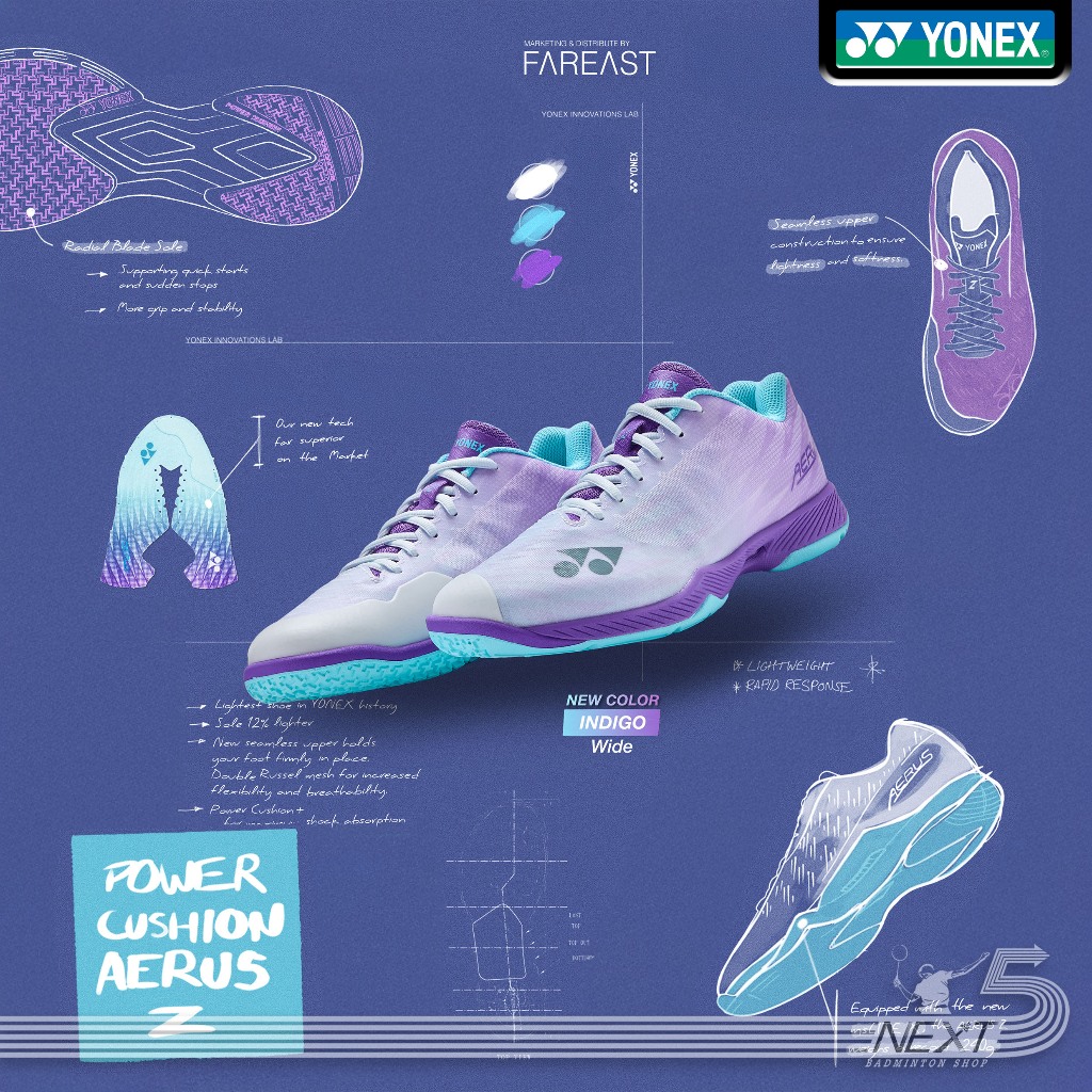 รองเท้าแบดมินตัน Yonex aerus aerus z wide  หน้ากว้าง