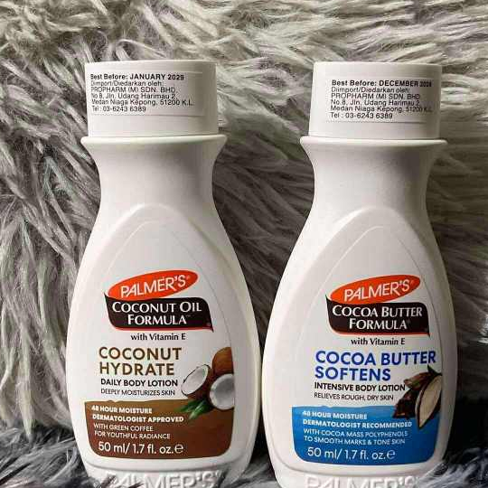 palmer's bodylotionขนาดทดลอง50ml 4สูตร Softensmooth/Coconut oil/Olive oil/Raw shia