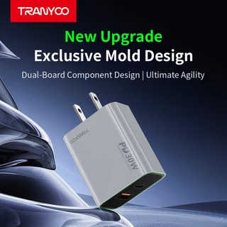 TRANYOO【TIS】 US13 เครื่องชาร์จเร็วแบบพอร์ตคู่ USB + Type-C เครื่องชาร์จโทรศัพท์มือถือสำหรับโทรศัพท์ Ap&le และ And&oid