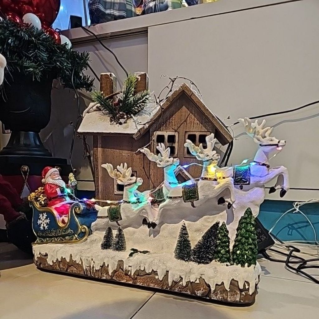 รถลากซานต้า มีเพลงและไฟ 2500฿ยาว 40 cm