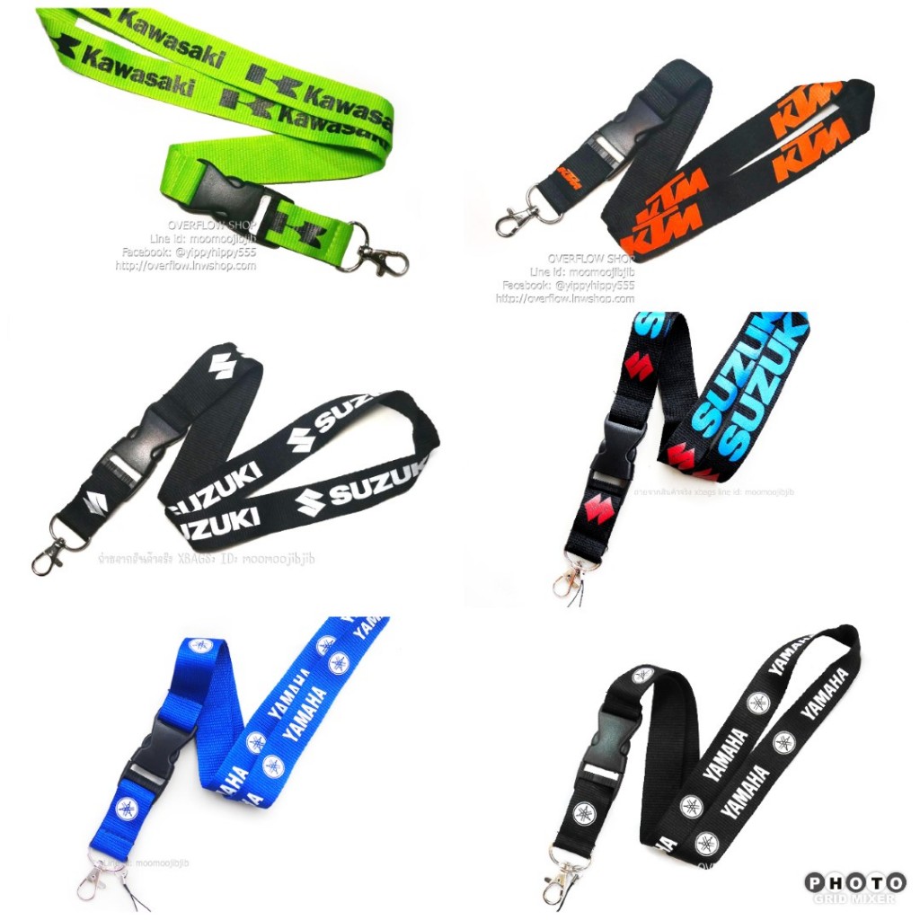Lanyard - Kawasaki Suzuki Yamaha KTM สายห้อยคอ สายคล้องบัตร คล้องโทรศัพท์ มีห่วงเล็กให้ สกรีนลายแน่นไม่ลอก